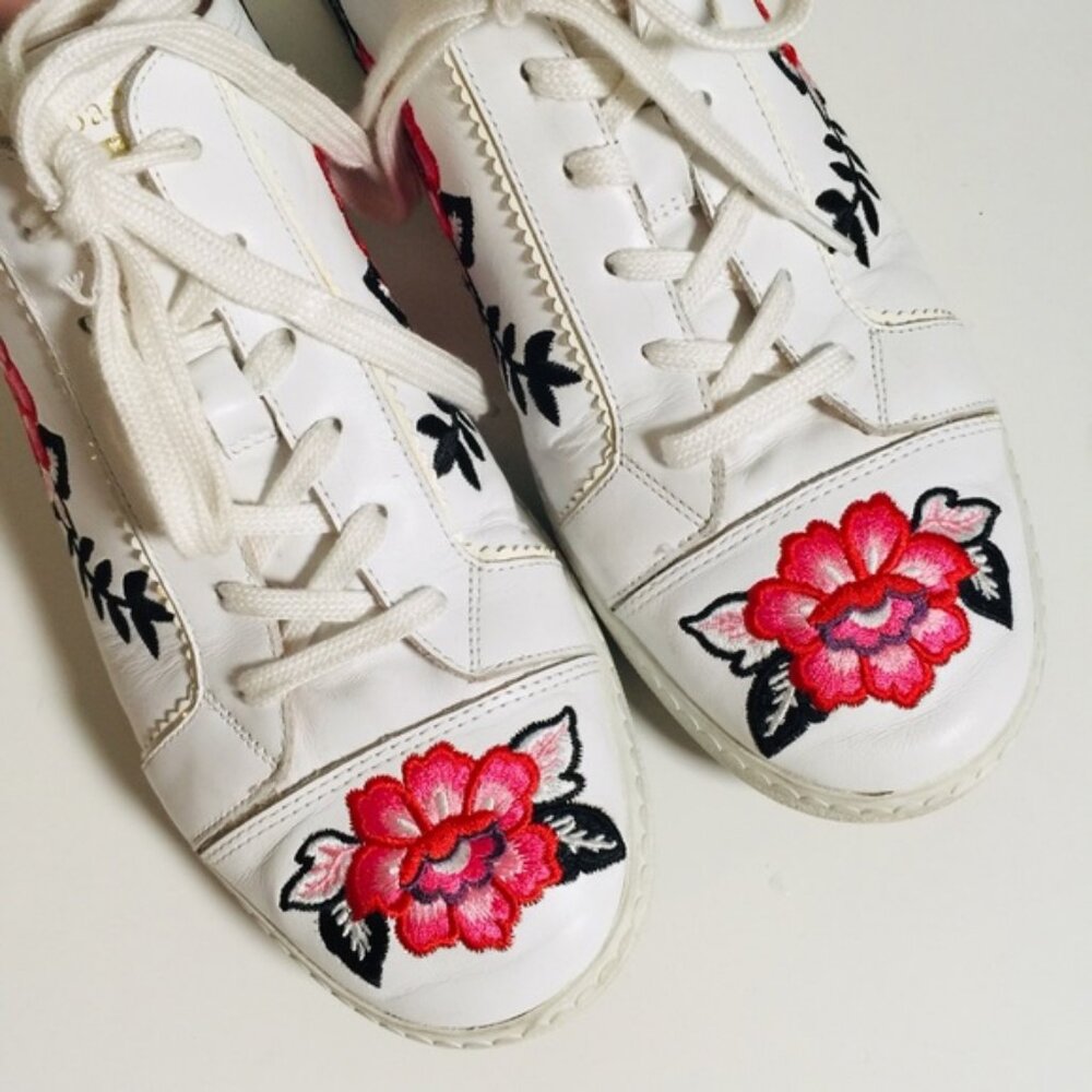 Kate Spade Everhart Embroidered Floral Leather White Shoes Size 10.5 - Picture 5 of 9